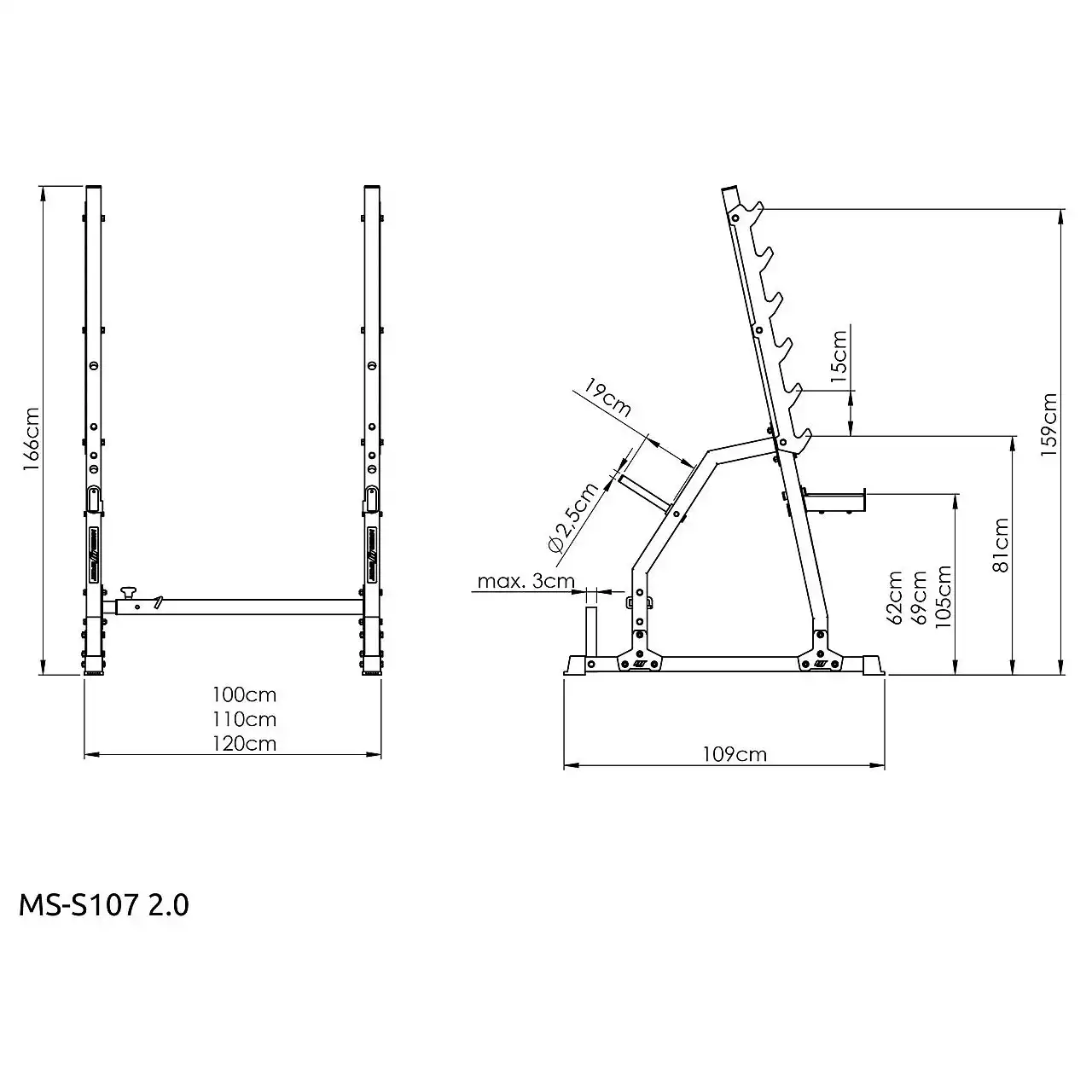 Стійки під штангу із страховкою та регулюванням ширини Marbo Sport MS-S107 2.0