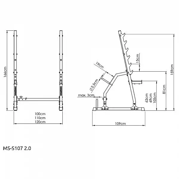 Стійки під штангу із страховкою та регулюванням ширини Marbo Sport MS-S107 2.0
