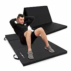 Жесткий складной гимнастический матрас на липучке 180 х 90 х 5 см черный - Marbo..
