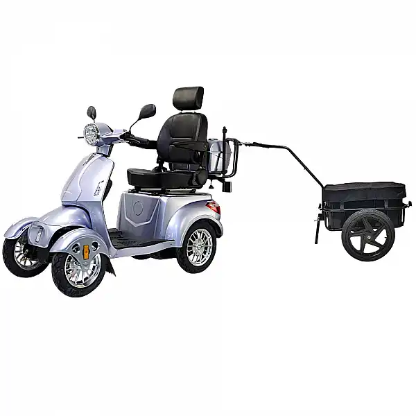 Four-Wheel Electric Scooter w/ Tow Bar & Trailer inSPORTline Antun Colour Green