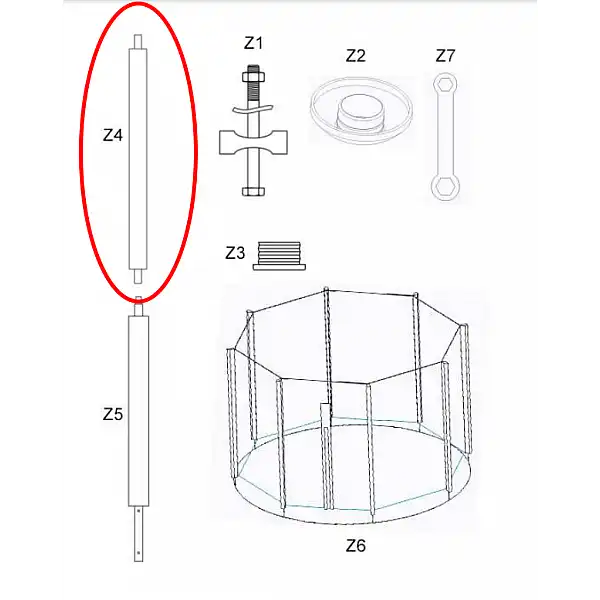 Zipro Górny słupek stelaża siatki zewnętrznej do trampoliny 8FT/252cm