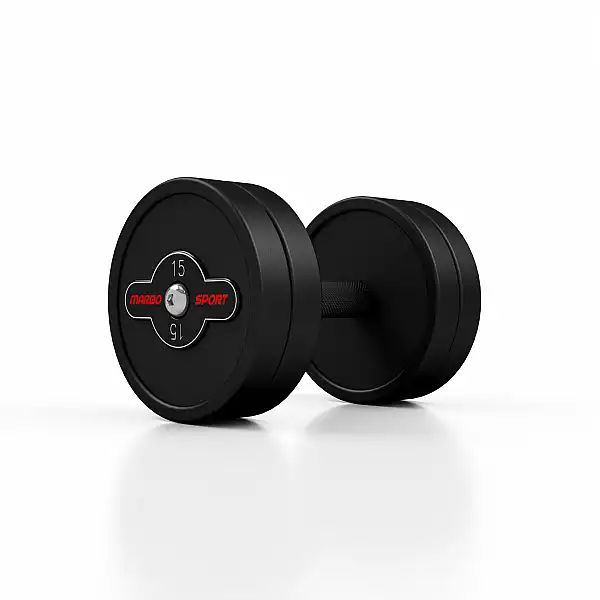 Гантель прогумована Marbo Sport 15кг, чорний матовий