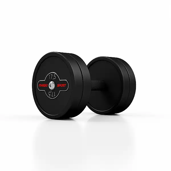 Гантель прорезиненный Marbo Sport 17.5кг, черный матовый