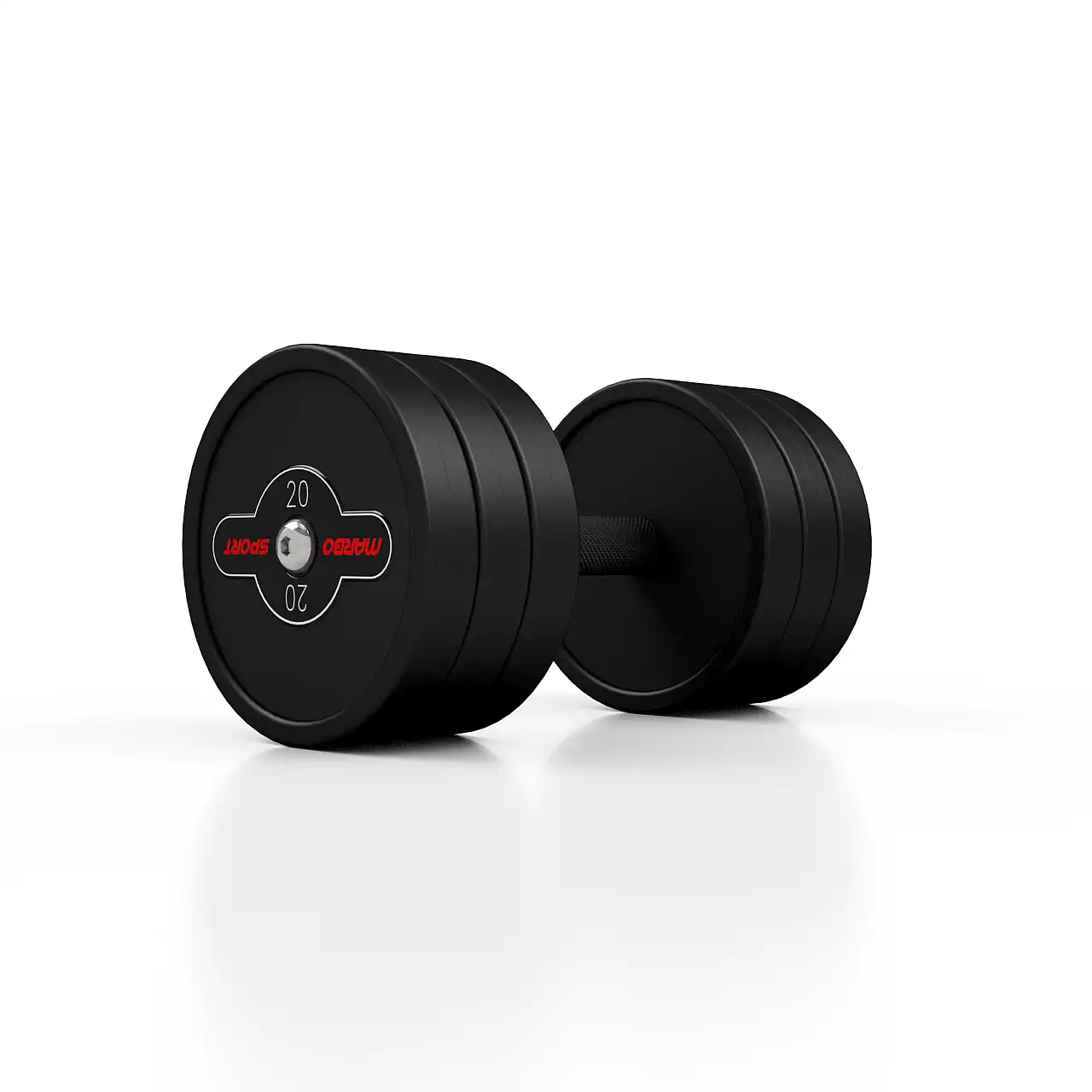 Гантель прорезиненный Marbo Sport 20кг, черный матовый.