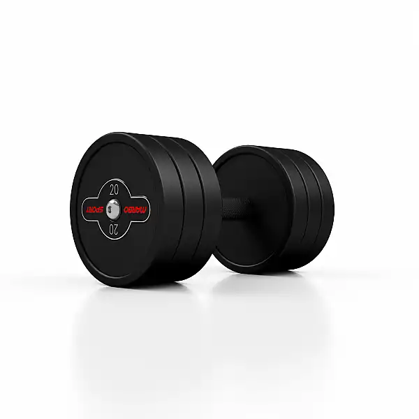 Гантель прорезиненный Marbo Sport 20кг, черный матовый.