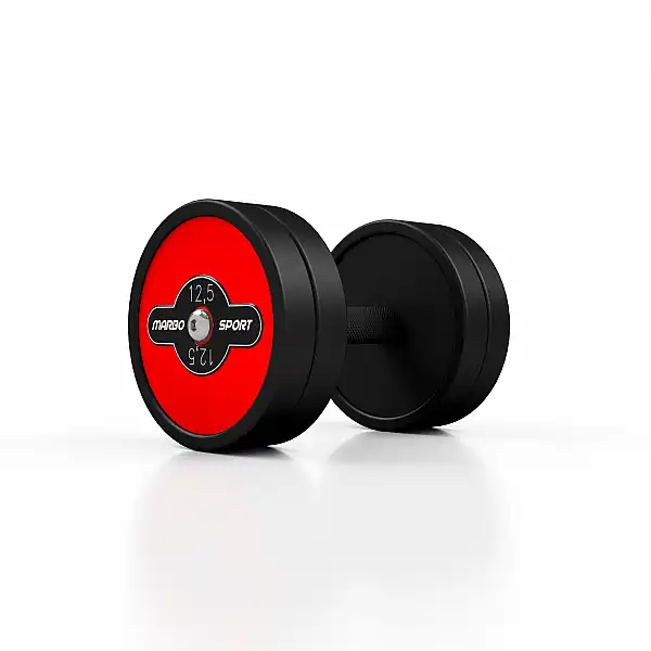 Гантель прогумована Marbo Sport 12.5кг, червоний глянець