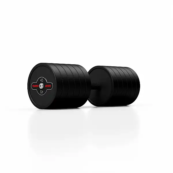 Гантель обрезиненная Marbo Sport 45кг, черный матовый