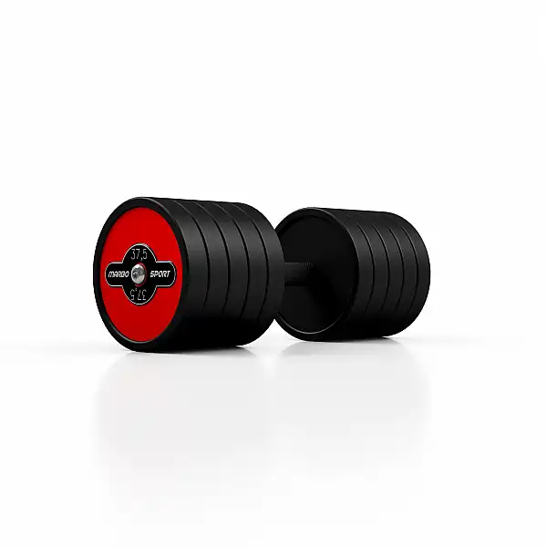 Гантель прогумована Marbo Sport 37.5кг, червоний глянець