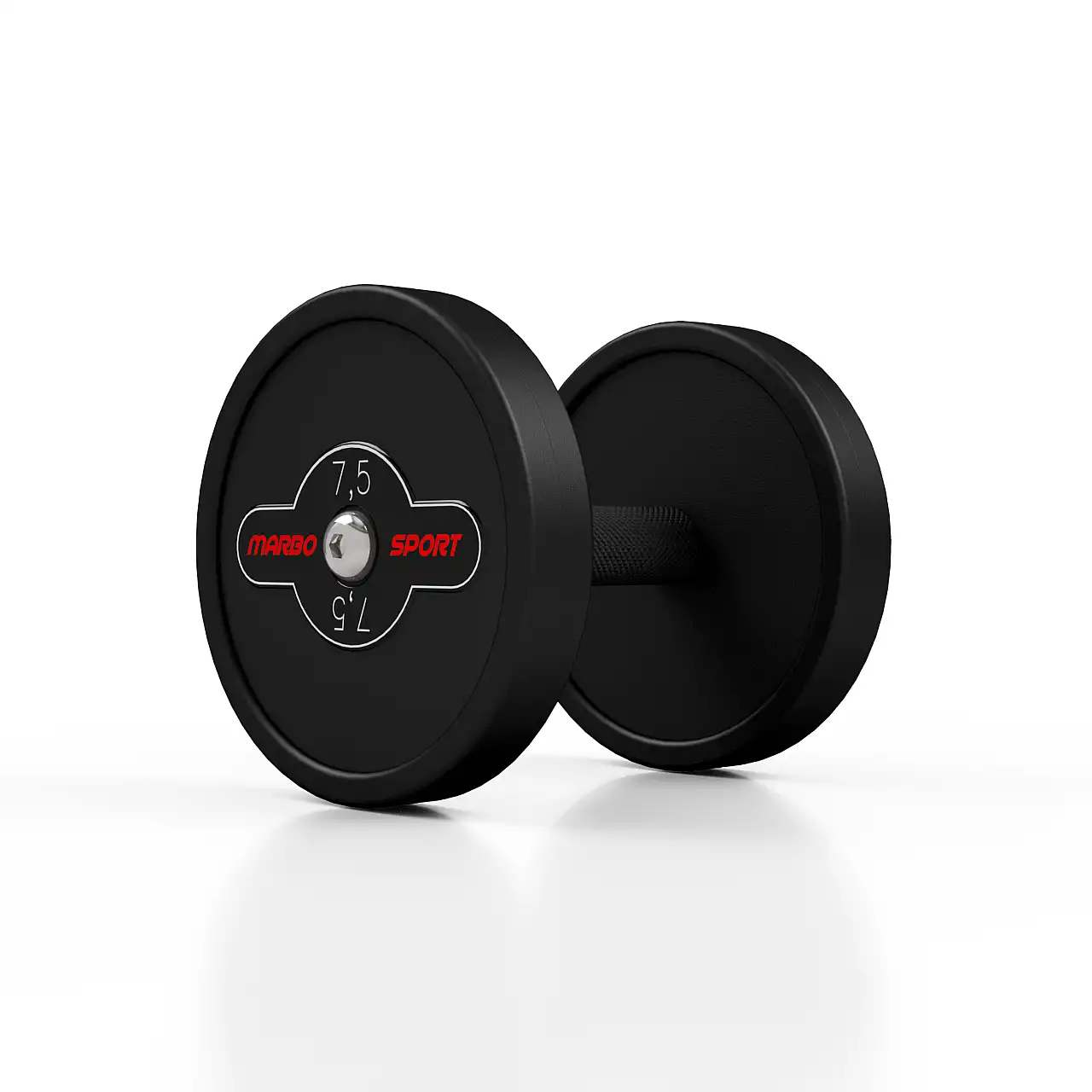 Гантель прорезиненный Marbo Sport 7.5кг, черный матовый.