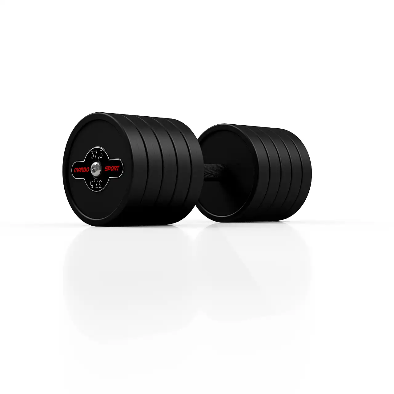 Гантель прорезиненный Marbo Sport 37.5кг, черный матовый