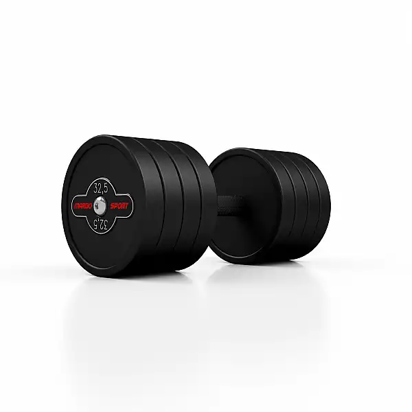 Гантель прорезиненный Marbo Sport 32.5кг, черный матовый