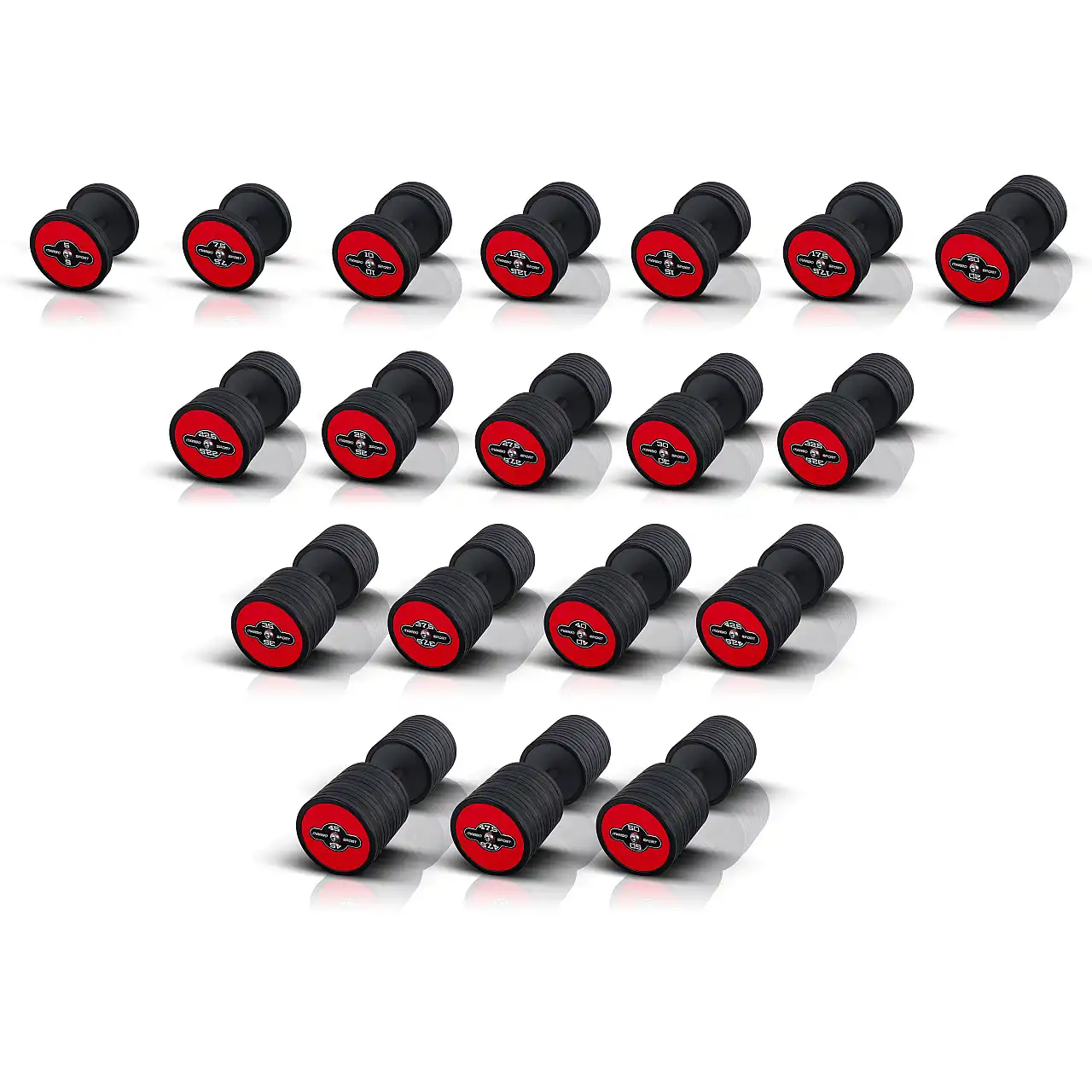 Гантель прогумована Marbo Sport 30кг, червоний глянець