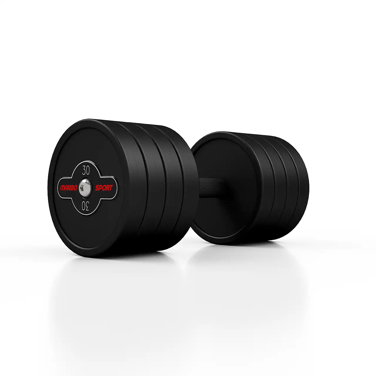 Гантель прорезиненный Marbo Sport 30кг, черный матовый.