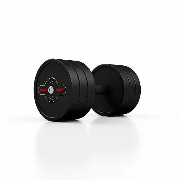 Гантель прорезиненный Marbo Sport 25кг, черный матовый.