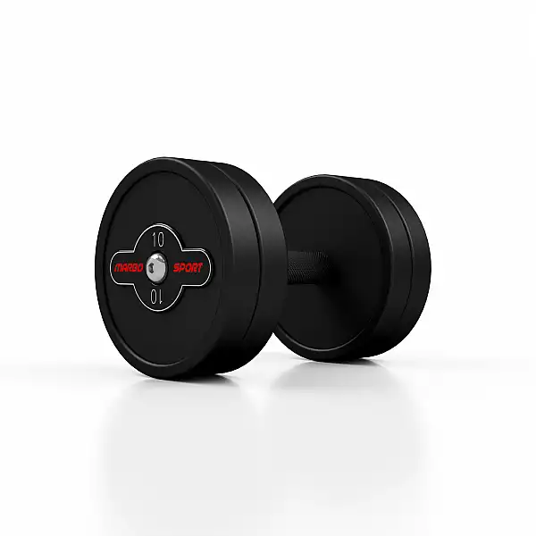 Гантель прорезиненный Marbo Sport 10кг, черный матовый.
