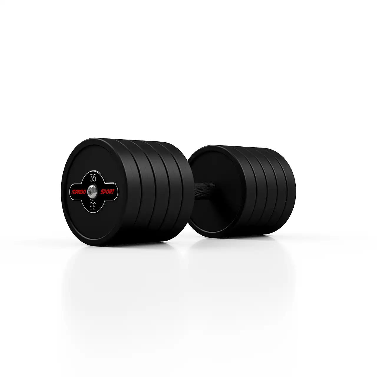 Гантель прорезиненный Marbo Sport 35кг, черный матовый
