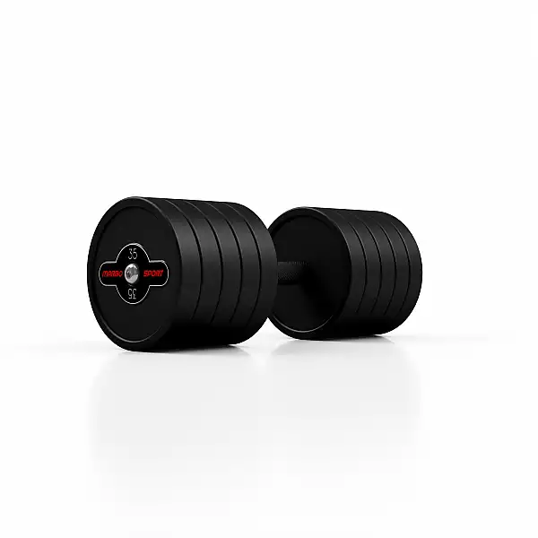 Гантель прорезиненный Marbo Sport 35кг, черный матовый