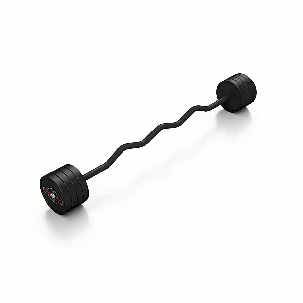 Штанга прорезиненная с ломаным грифом Marbo Sport  35кг, черный матовый