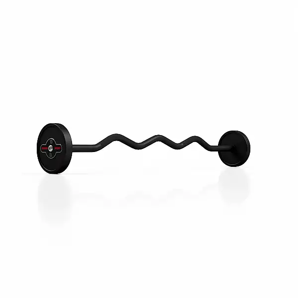 Штанга прогумована з ламаним грифом Marbo Sport 10кг, чорний матовий