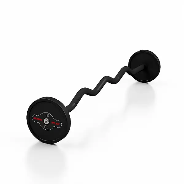 Штанга прогумована з ламаним грифом Marbo Sport 10кг, чорний матовий