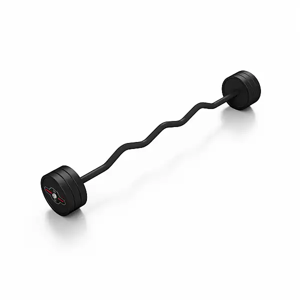 Штанга прогумована з ламаним грифом Marbo Sport 30кг, чорний матовий
