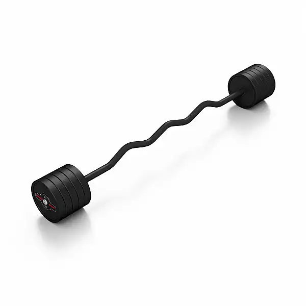 Штанга прорезиненная с ломаным грифом Marbo Sport  40кг, черный матовый