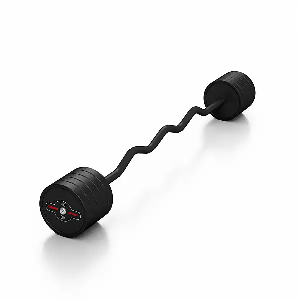 Штанга прогумована з ламаним грифом Marbo Sport 40кг, чорний матовий